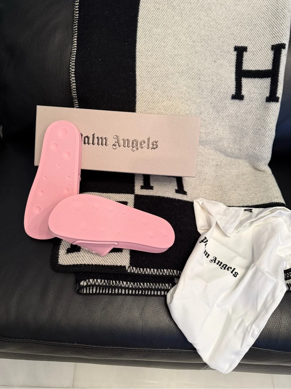 Palm Angels Pink Logo Slide Sandals